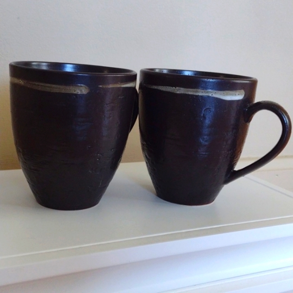 Solaris Stoneware Joseph Abound 14 Oz. Duo Mugs Discontinued Pattern  2008